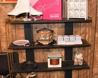 Lange Ice Skates NOS, CooCoo Clock, Shells, Shelf