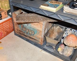 Faygo Wood Box, Muschroom , Yard Art