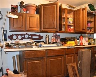 Pottery, Metal Art, Parrot, Wind Chme, Old Car Dash Board, Drills, Sander, Wood Box, Misc, Electrical, Garage