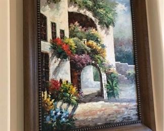 Italian Villa Themed Signed Painting