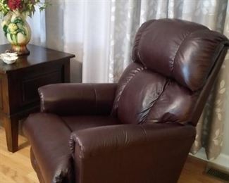 The second of two La-z-boy leather rocker recliners