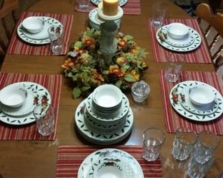 Sitting on the Tell City table is a set of Cades Creek stoneware.