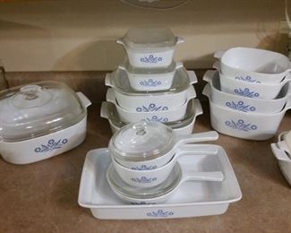 Several pieces of Corningware 'Blue Cornflower'