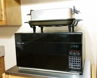 Electric buffet skillet and KitchenAid microwave oven 