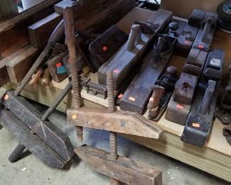 Selection of antique tools that will be moved upstairs by sale day