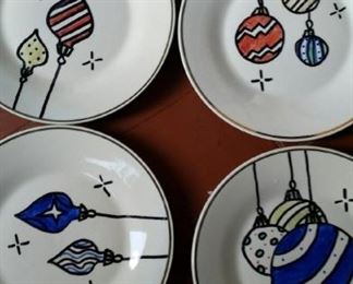 Christmas ornament dessert plates, set of 4.