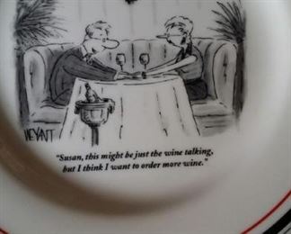 New Yorker cartoon plates, Restoration Hardware, set of 6.