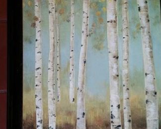 Birches, raised on wood frame, medium sized.