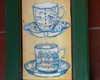 Chinoiserie tea cup key cupboard, wood.