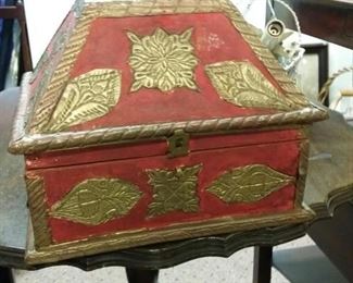 Red and gold decorative box, medium sized.