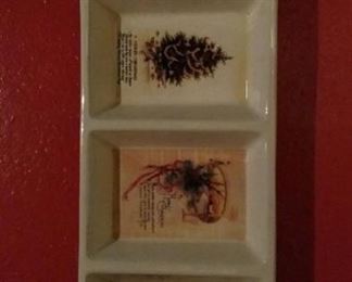 Christmas vintage postcard ceramic tray.