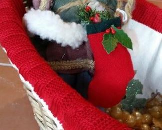 Santa, knitted sweater-clad basket