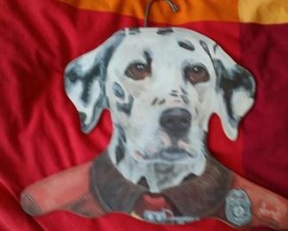 Wooden Dalmation fireman hanger
