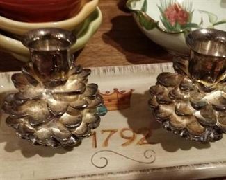 pine cone candlestick holders