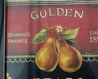Golden pears framed print