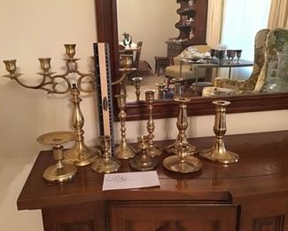 Assortment of Brass Candle Holders