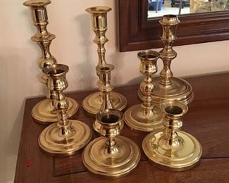 Assortment of Brass Candleholders