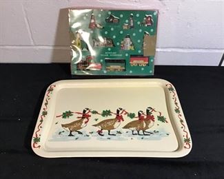 Snowflake Village Accessories and Goose Tray