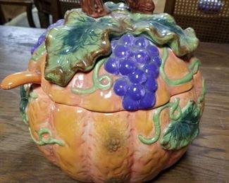 Decorative Pumpkin Soup Bowl with Ladle