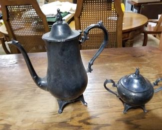 Silver Plate sugar bowl and pitcher