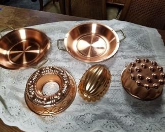 Copper molds and pie plates