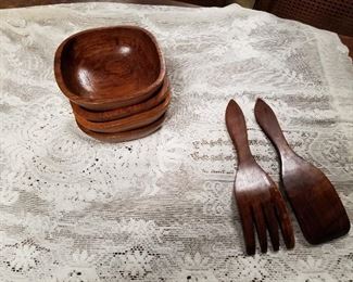 Wood Salad Bowl Set