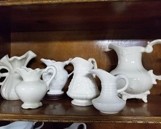 White Ceramic Vintage Pitchers