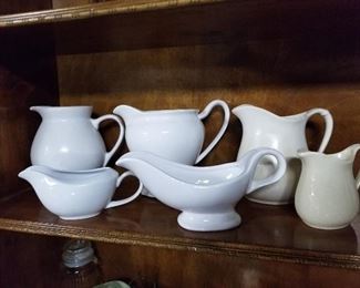 White Ceramic pitchers and gravy bowls