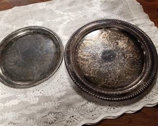 Silver plate serving platters