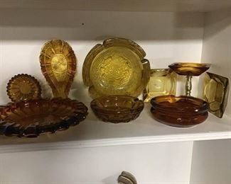Vintage Amber Glass Ashtrays