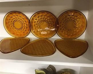 Vintage Amber Glass Plates