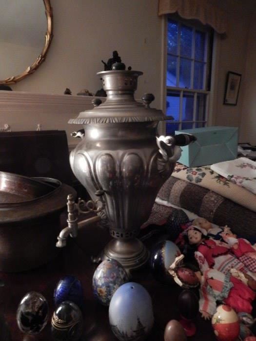 Old antique samovars.