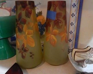 Pair of vases hand painted