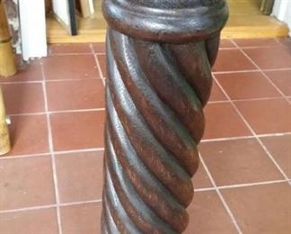 Tall carved wood candle pillar