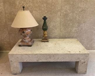 Fossil Stone Coffee Table, 18-1/2"H x 60"W x 30"D