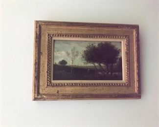 #22 small 19th century oil painting of landscape attributed to Camille Corot 5 1/2” x 9 3/4” 