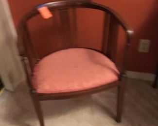 One of two Art Deco curved back chairs