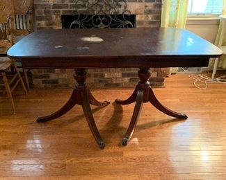 #8 Duncan Phyfe dining table as is top with 1 leaf 56"-74"x38"x30"	 $75.00 
