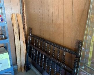 #32	Full size Jenny Lind bed with side rails and slats	$45 
