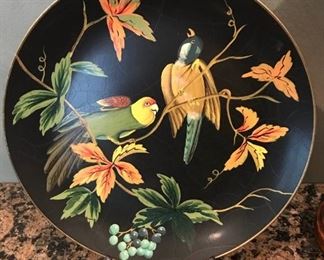 pottery parrot plate