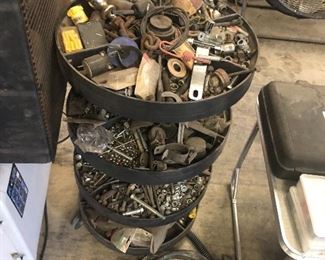 4 level bolt bin with misc bolts
