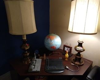 Mid century globe and pair lamps desk accessories