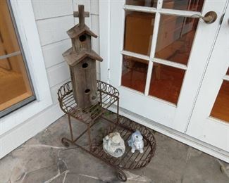 Bird house, wire planter cart