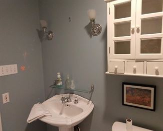 Light fixtures and glass shelf and cabinet for sale