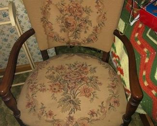 Needlepoint upholstered chair