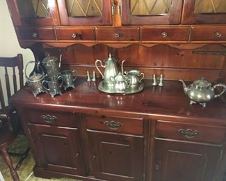 Silver and pewter tea sets
