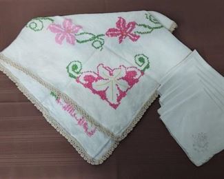 Hand Stitched Tablecloth With Lace Edge And Additional Napkins
Lot #: 7