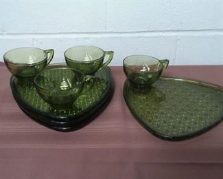 Green Glass Plate And Cup Snack Set
Lot #: 53