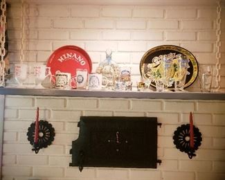 Iron Door came off Sunken Ship and was turned into Clock, Vintage Beer Glass, Trays, and Coaster collection
