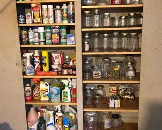 Products and lots of canning jars. 